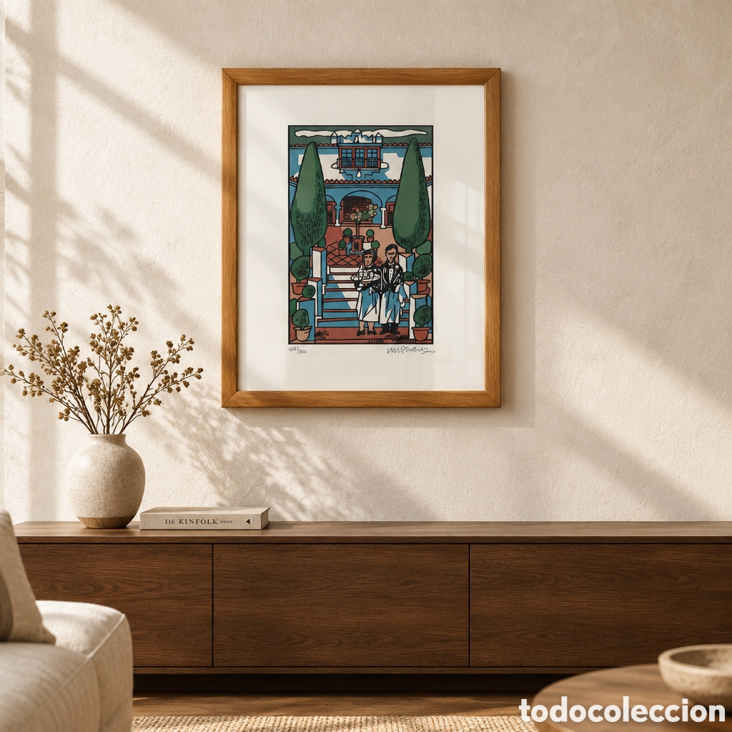 Arte: Eugenio Chicano. Litograf&iacute;a firmada y Numerada. MEDIDAS CON MARCO 54&times;41 CM