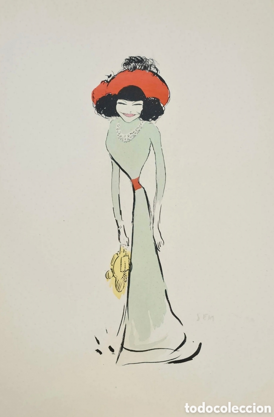 Arte: Litograf&iacute;a en color del artista SEM ( 1949 ) firmado a mano mide 49 x 35 cms