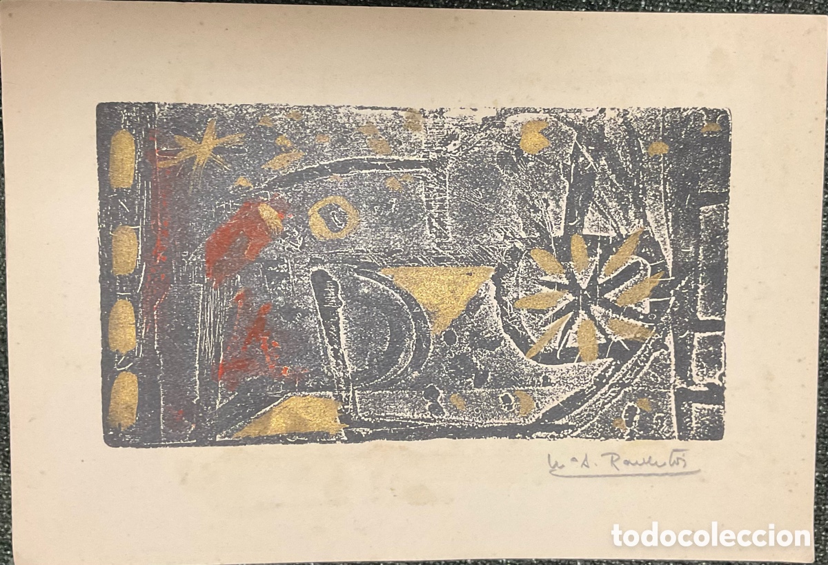 Arte: MARIA ASSUMPCI&Oacute; RAVENT&Oacute;S &ndash; LITOGRAF&Iacute;A / ESTAMPA COLOREADA A MANO &ndash; FIRMADA A L&Aacute;PIZ &ndash; 32 x 22 CM