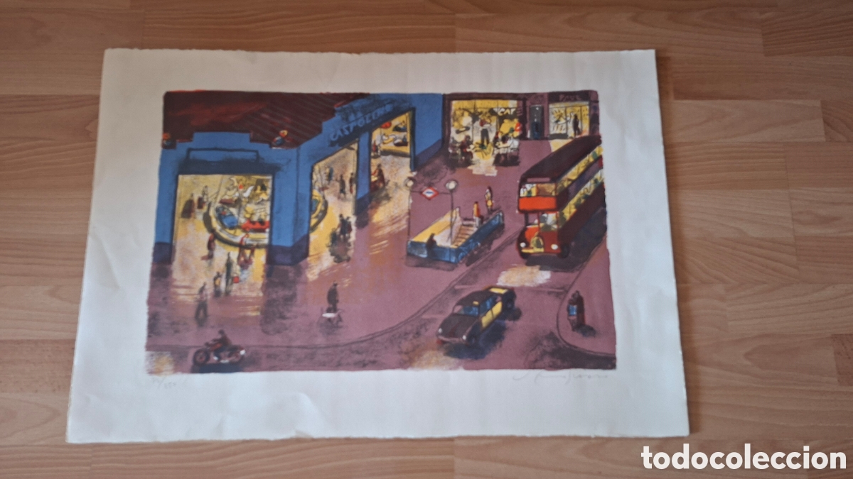 Arte: Josep Moscard&oacute;. &rdquo;Londres&rdquo;. Litograf&iacute;a original firmada a mano y numerada 70/250. 77x52 cm.