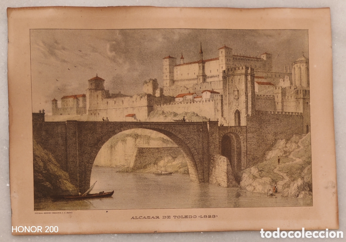 Arte: L&aacute;mina - Alc&aacute;zar de Toledo - Ed. Elexpuru. A&ntilde;os 50