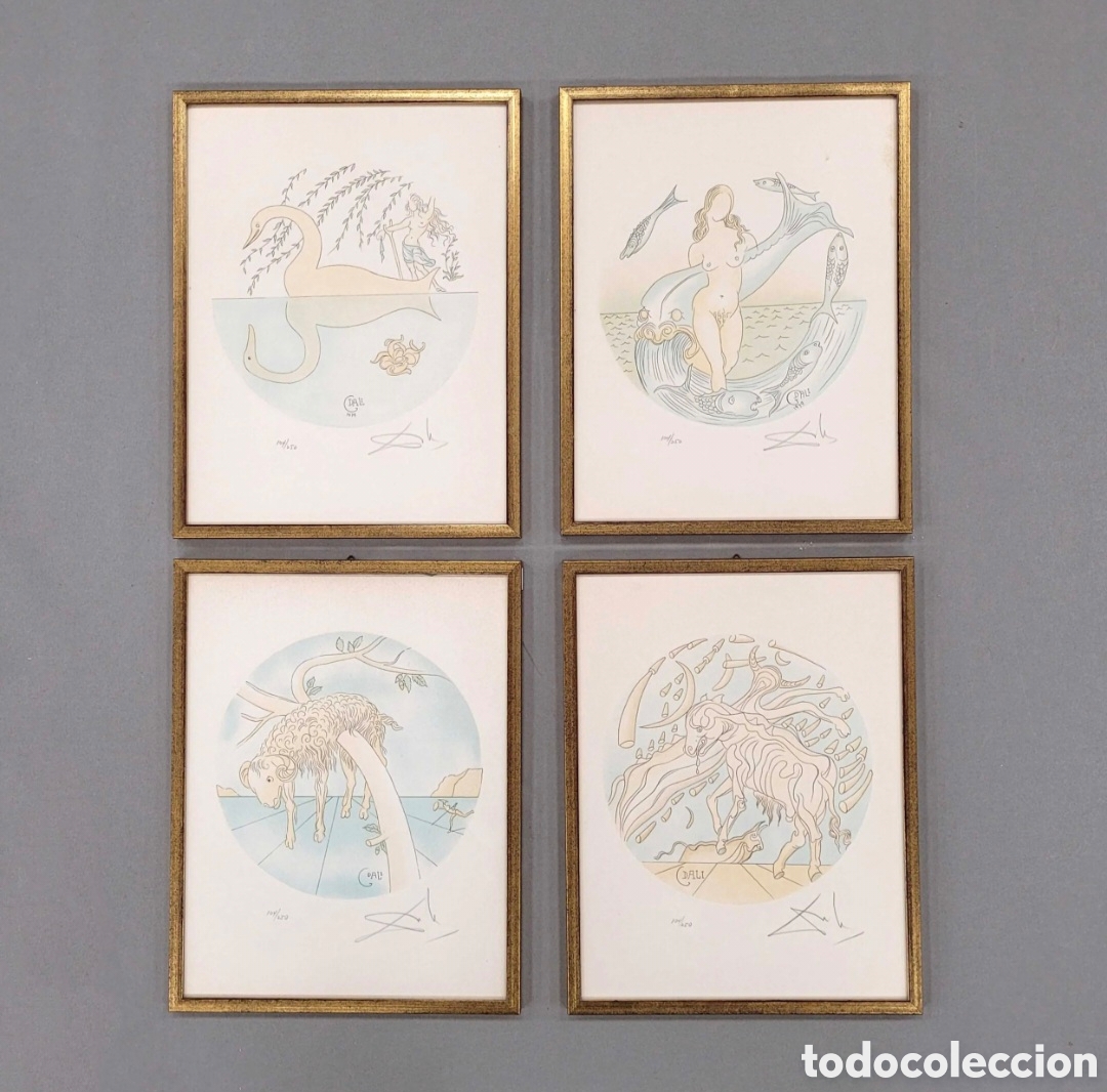 Arte: 4 x litograf&iacute;as de la serie de Salvador Dal&iacute;: zodiaco firmados a lapiz 104/250