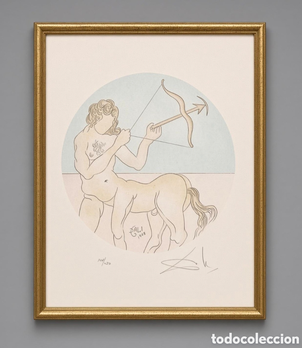 Arte: litograf&iacute;a de la serie de Salvador Dal&iacute;: zodiaco SAGITARIO firmado a lapiz 104/250