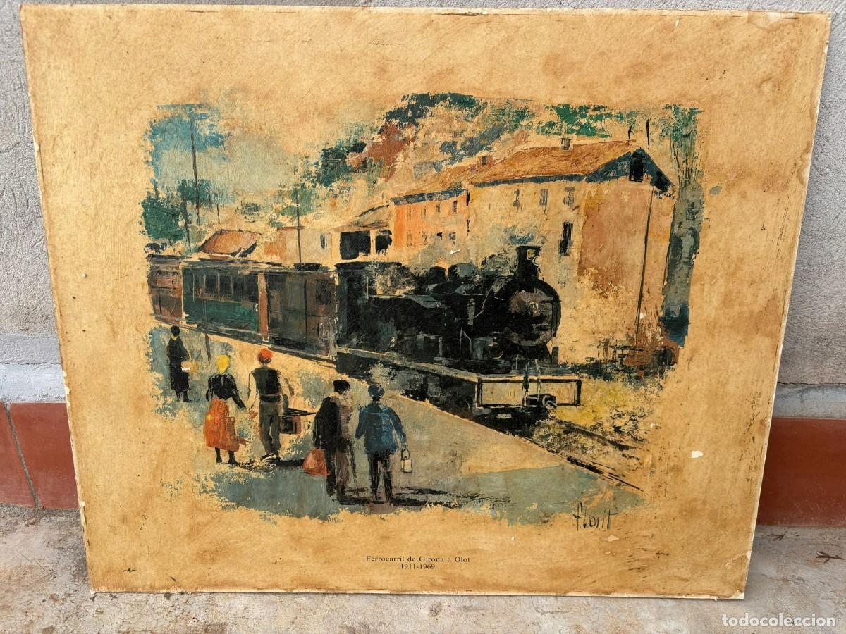 Arte: Florit cuadro litografia de trenes