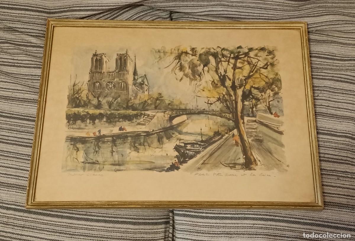 Arte: LITOGRAF&Iacute;A EN COLOR BASADA EN UNA ACUARELA ORIGINAL DE MARIUS GIRARD,FIRMADA,VINTAGE DE LOS A&Ntilde;OS 60