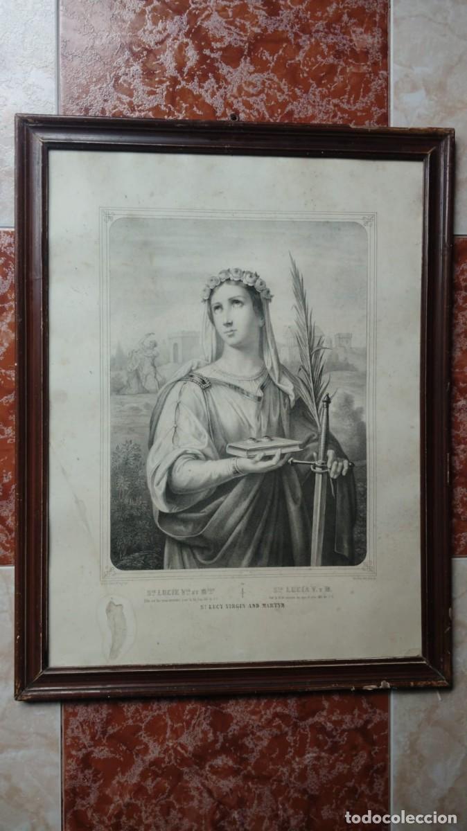 Arte: SANTA LUCIA.-VIRGEN Y MARTIR.-LITOGRAFIA.-TURGIS.-SIGLO XIX.