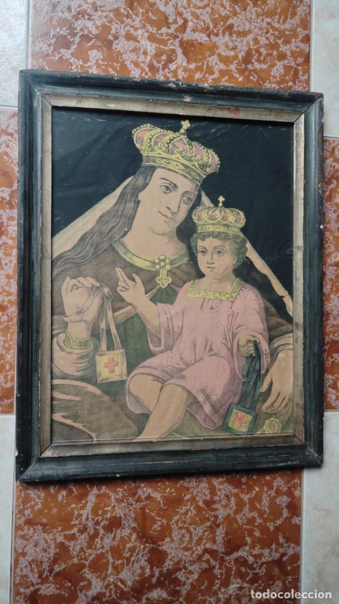 Arte: VIRGEN DEL CARMEN.-LITOGRAFIA MUY ANTIGUA.-RELIGION.-SIGLO XIX.