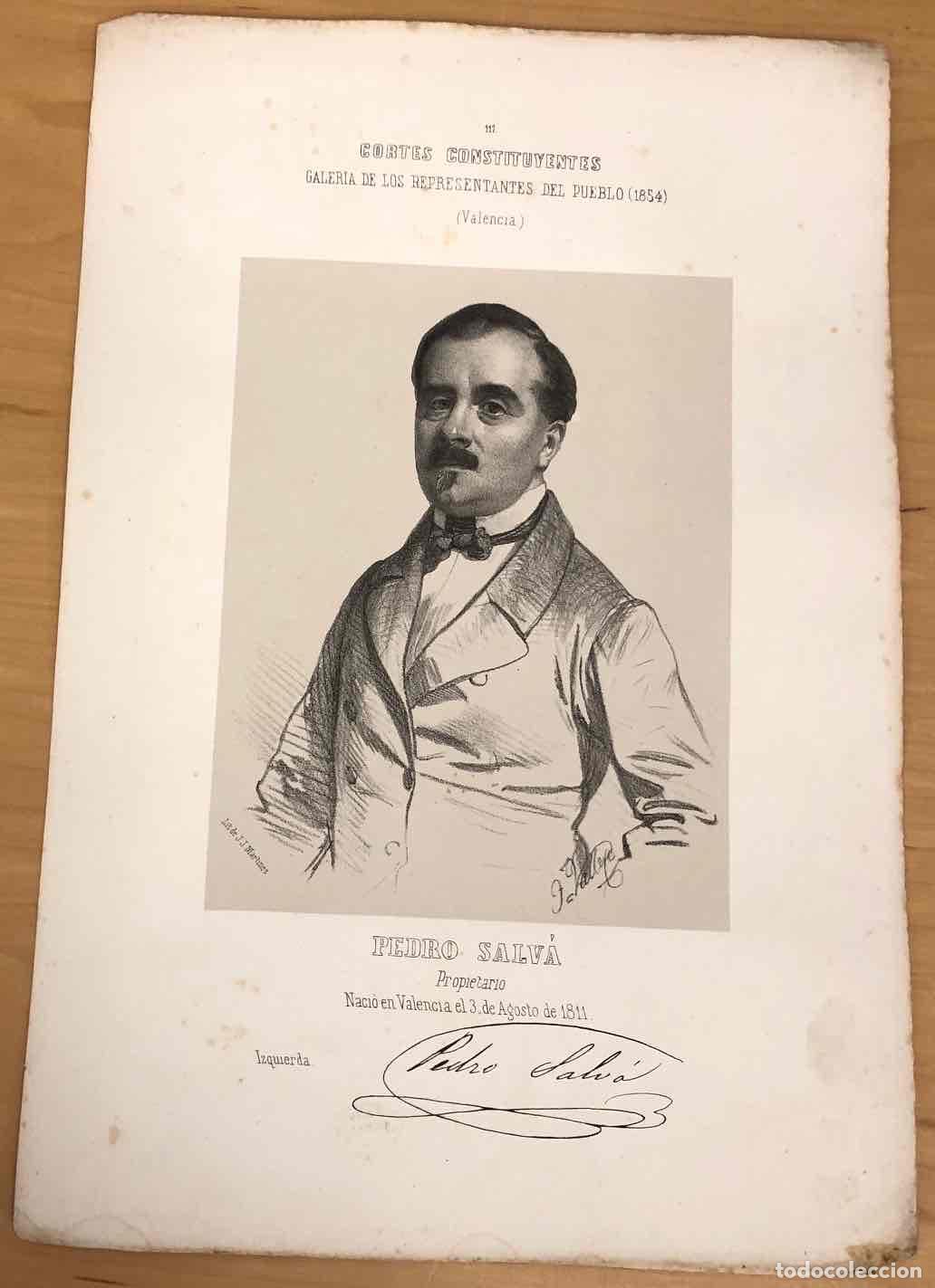 Arte: LITOGRAFIA PEDRO SALV&Aacute;. GALERIA DE LOS REPRESENTANTES DEL PUEBLO. VALENCIA. 1854