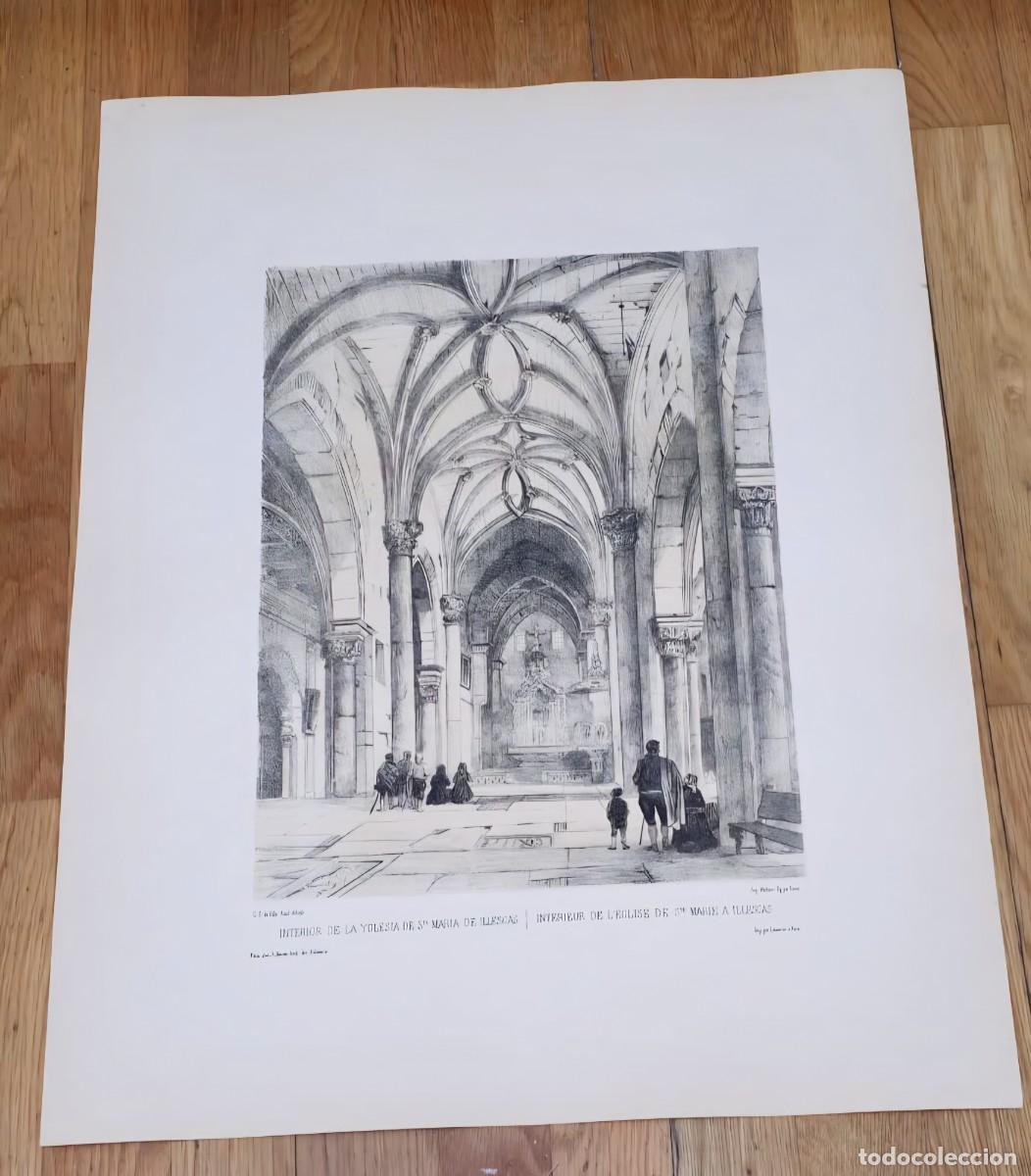 Kunst: Litograf&iacute;a Original 1844. P&eacute;rez de Villa-Amil. Interior de la Yglesia de Sta. Mar&iacute;a de Illescas.
