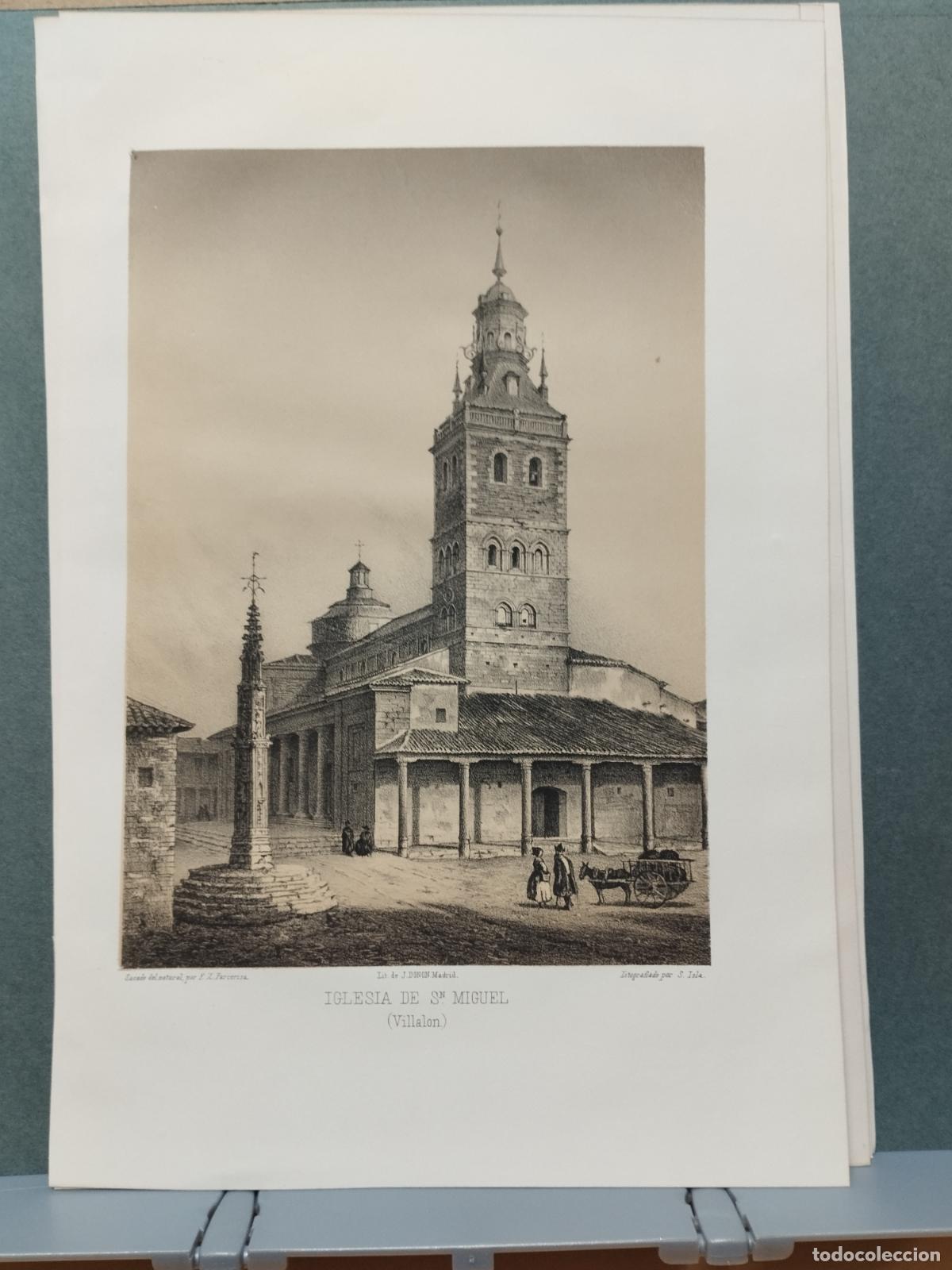 Arte: BZB LITOGRAFIA DE S. YSLA. S. XIX. IGLESIA DE SAN MIGUEL. VILLALON. LEER DESCRIPCION
