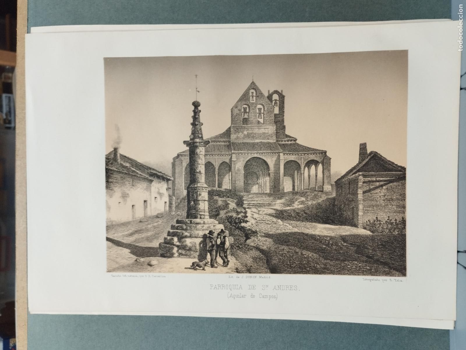 Arte: BZB LITOGRAFIA DE S. YSLA. S. XIX. PARROQUIA DE SANTA MARIA. RIOSECO. LEER DESCRIPCION
