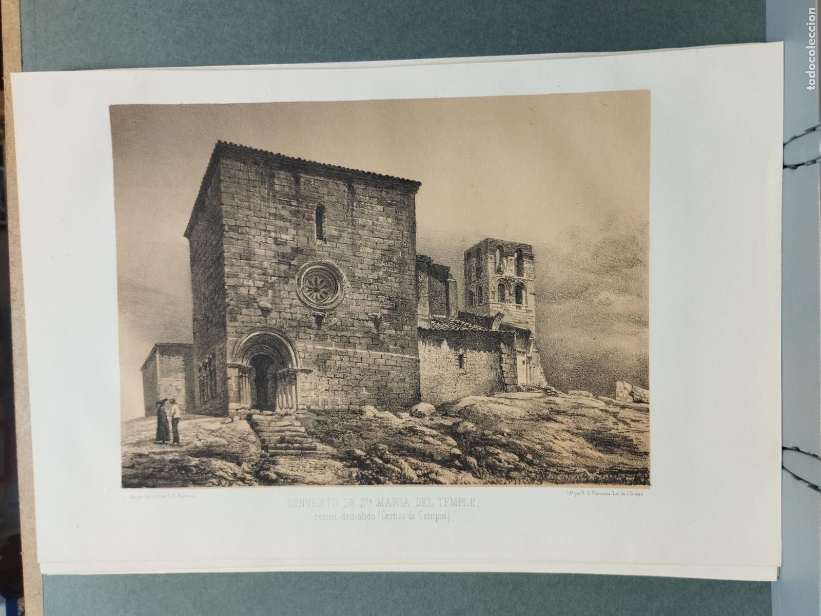 Arte: BZB LITOGRAFIA DE S. YSLA. S. XIX. CONVENTO DE STA MARIA DEL TEMPLE. LEER DESCRIPCION