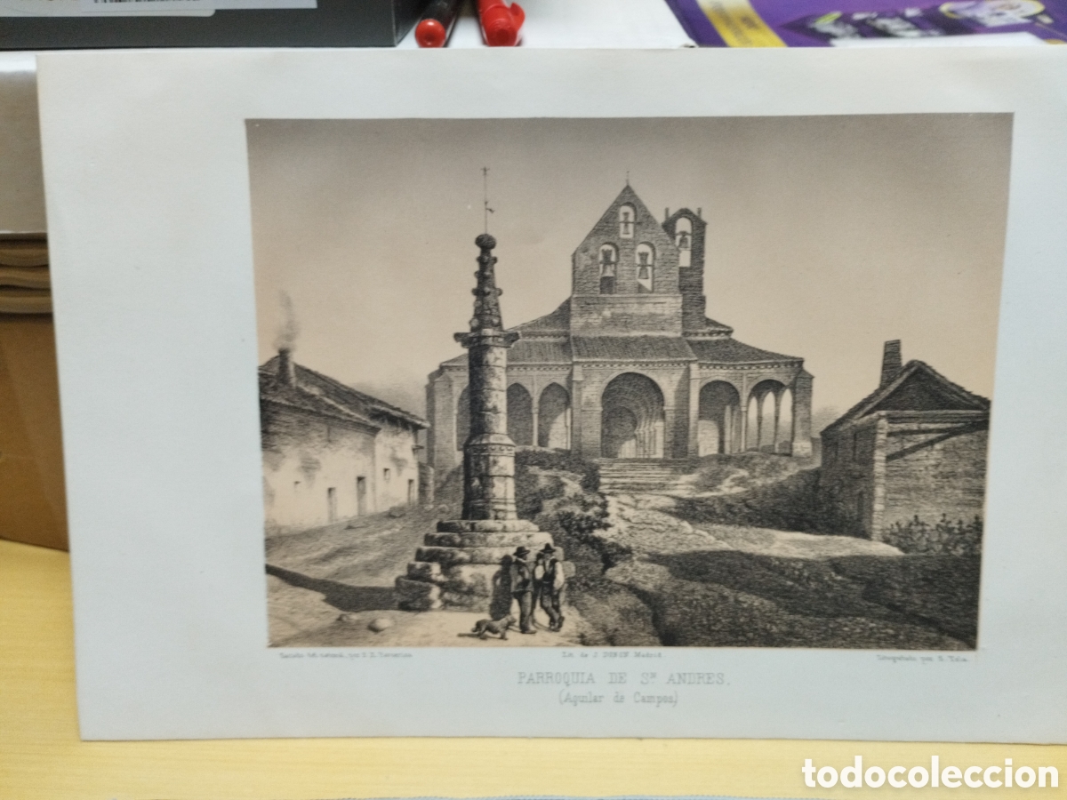 Arte: BZB LITOGRAFIA DE S. YSLA. S. XIX. PARROQUIA DE S. ANDRES. AGUILAR DE CAMPOS. LEER DESCRIPCION