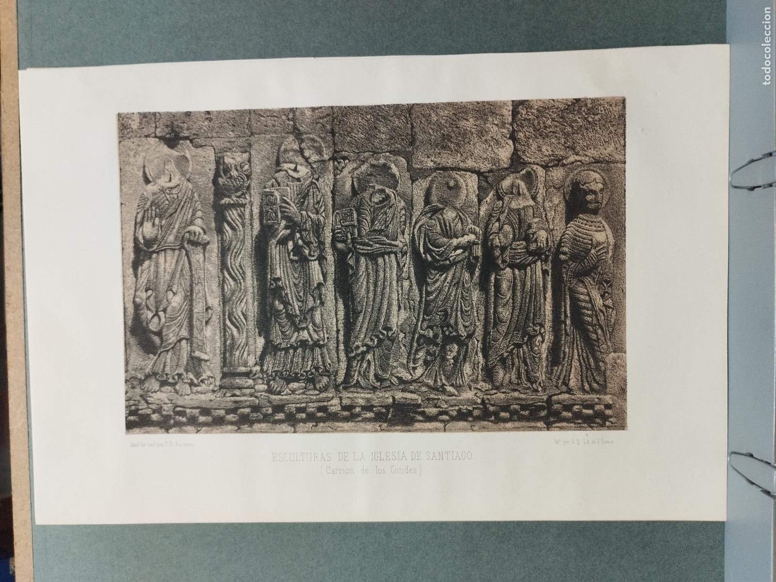 Arte: BZB LITOGRAFIA DE S. YSLA. S.XIX. ESCULTURAS DE LA IGLESIA DE SANTIAGO. CARRION DE LOS CONDES