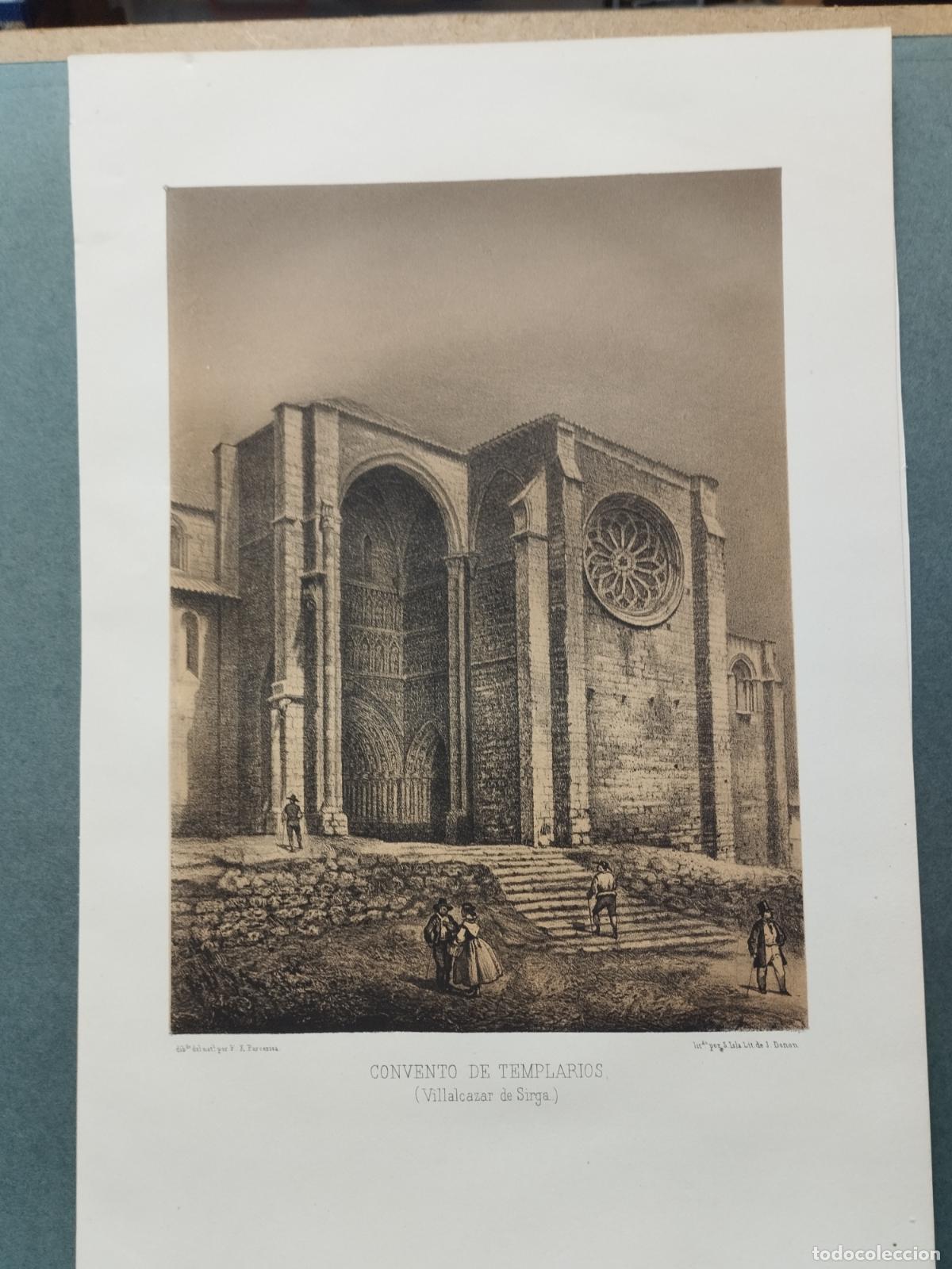 Arte: BZB LITOGRAFIA DE S. YSLA. S.XIX. CONVENTO DE TEMPLARIOS. VILLALCAZAR DE SIRGA.