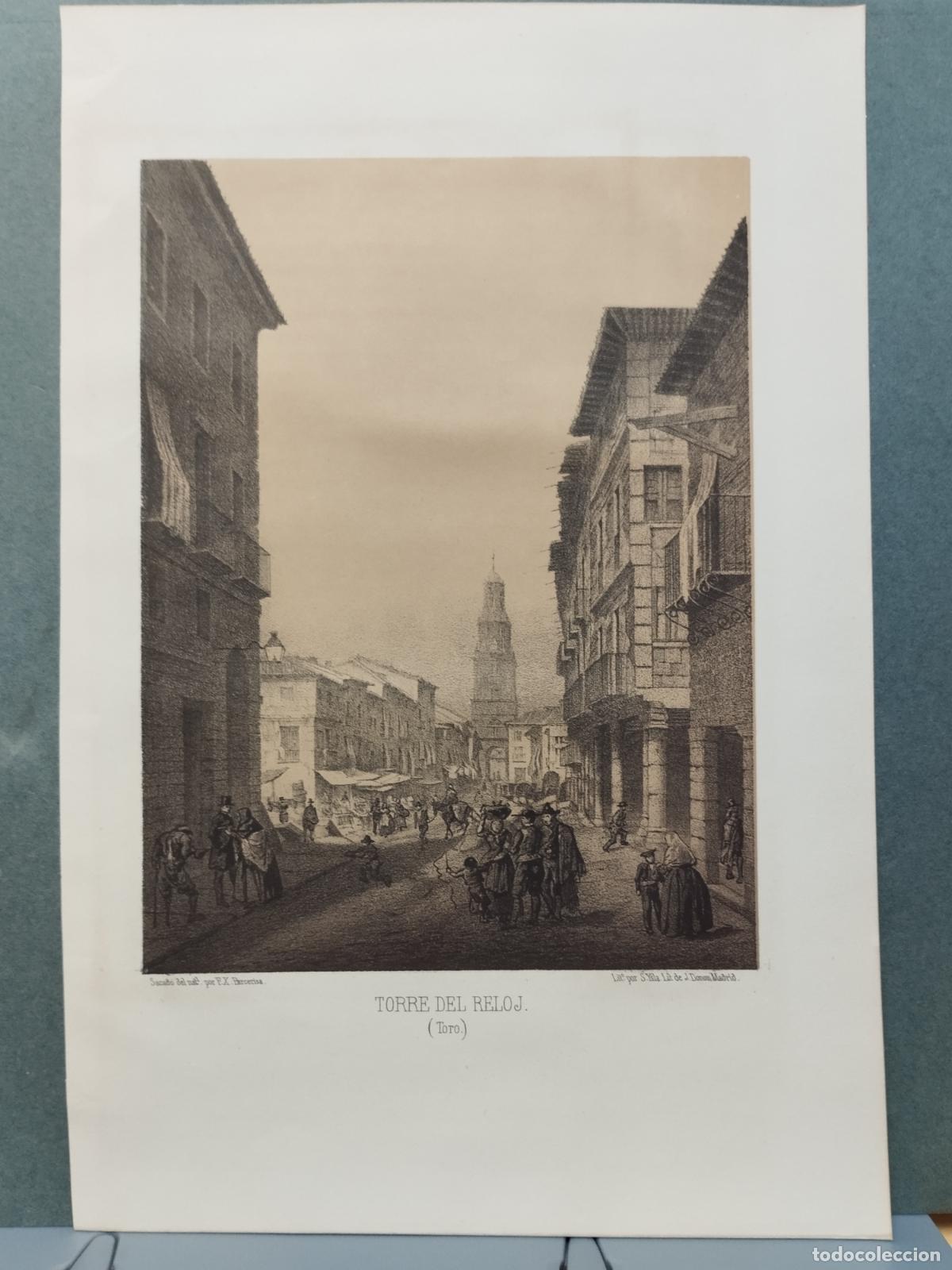 Arte: BZB LITOGRAFIA DE S. YSLA. S.XIX. TORRE DEL RELOJ. TORO. ZAMORA.