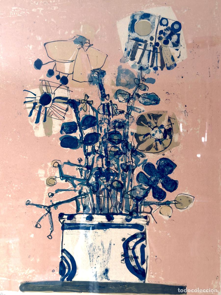 Arte: Paul A&iuml;zpiri &ndash; Nature morte au vase fleuri &ndash; Lithographie originale sign&eacute;e 132/150 &ndash; Encadr&eacute;e