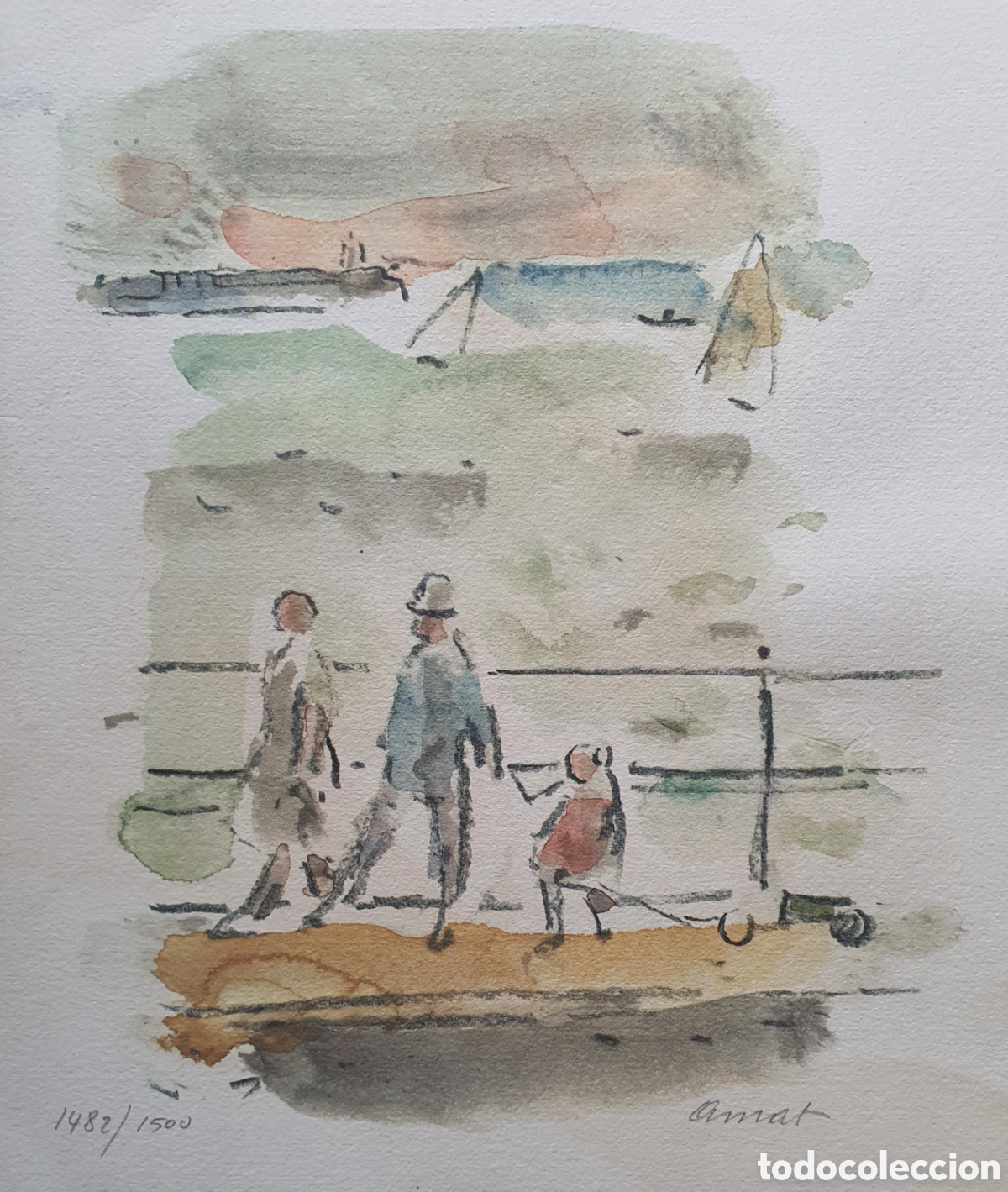 Art: Josep Amat Pag&egrave;s (Barcelona, 1901-1991) - Paseo Mar&iacute;timo.Firmada.