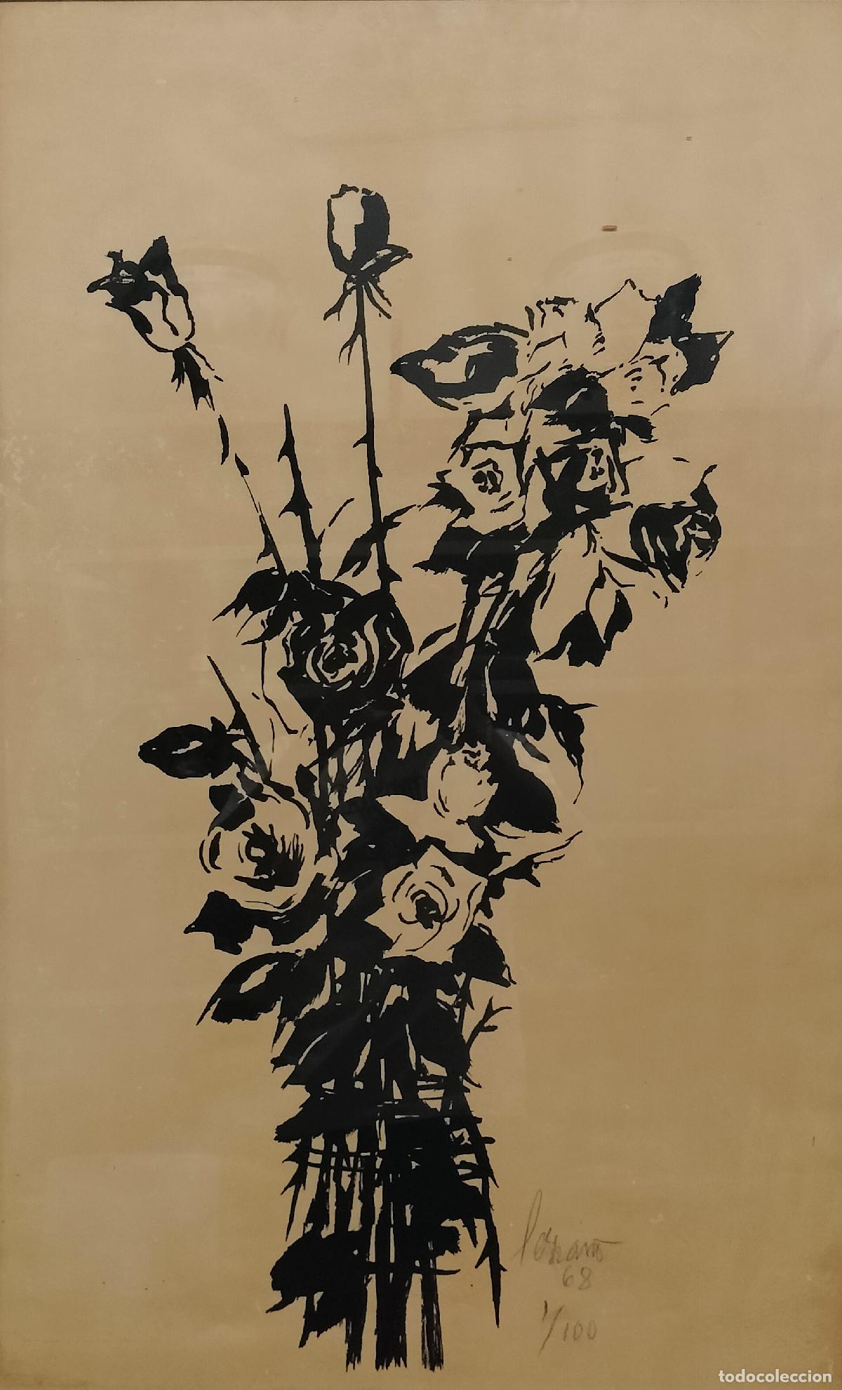Arte: RAMILLETE DE FLORES. JOSEP MIQUEL SERRANO. LITOGRAF&Iacute;A SOBRE PAPEL. ESPA&Ntilde;A. 1968.