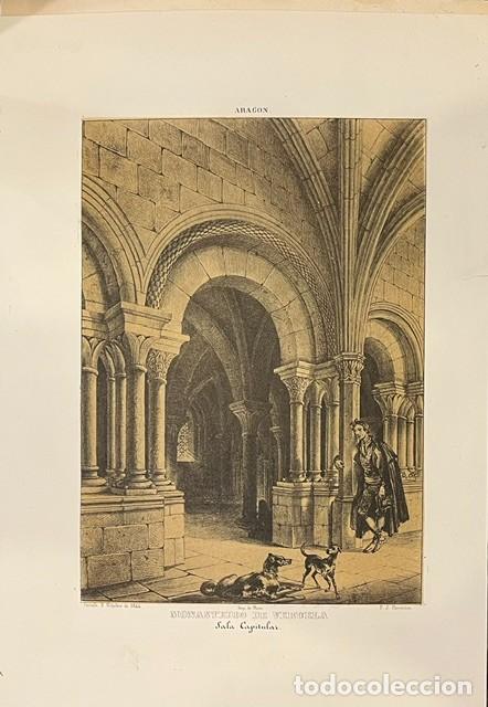 Arte: ARAGON, PARCERISA, LITOGRAFIA DEL MONASTERIO DE VERUELA, SALA CAPITULAR 1845