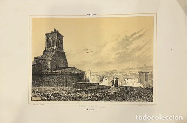 Arte: ARAGON, PARCERISA, LITOGRAFIA DE LA IGLESIA DE SAN JUAN, HUESCA 1845
