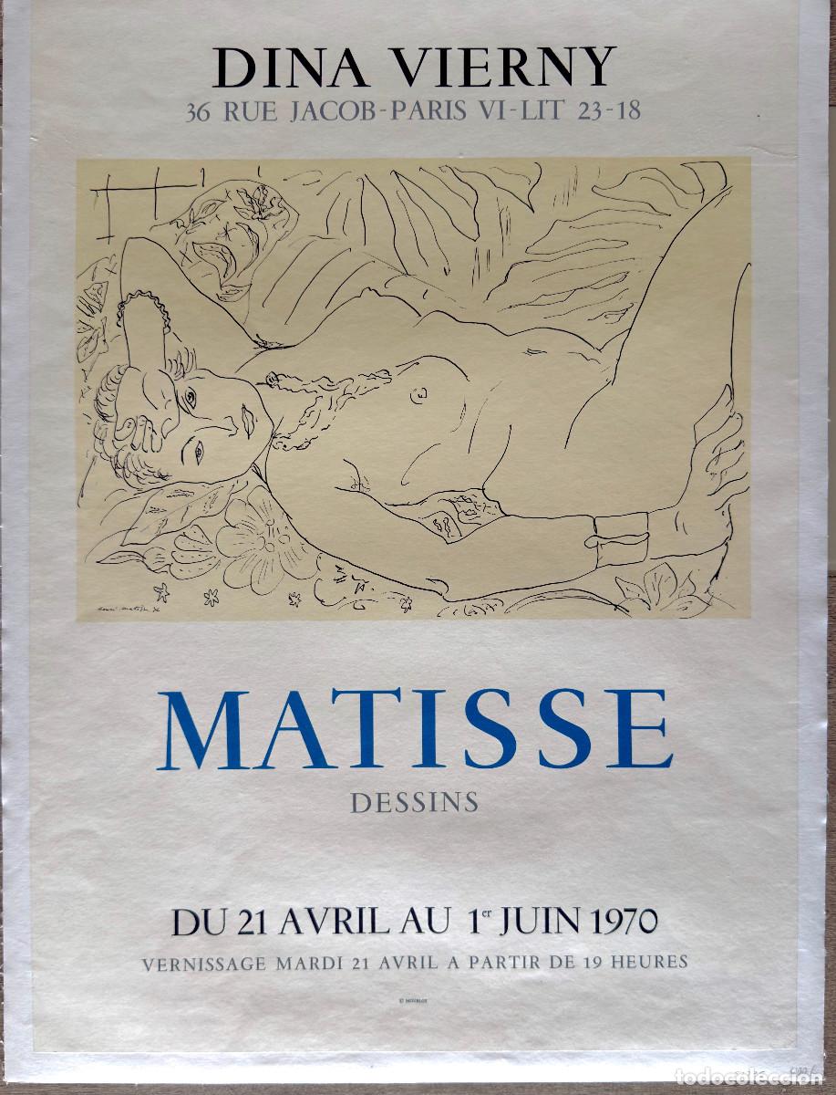 Arte: Henri Matisse &ndash; Affiche originale 1970 &ndash; Galerie Dina Vierny &ndash; Dessins &ndash; Mourlot &ndash; Affiche entoil&eacute;e