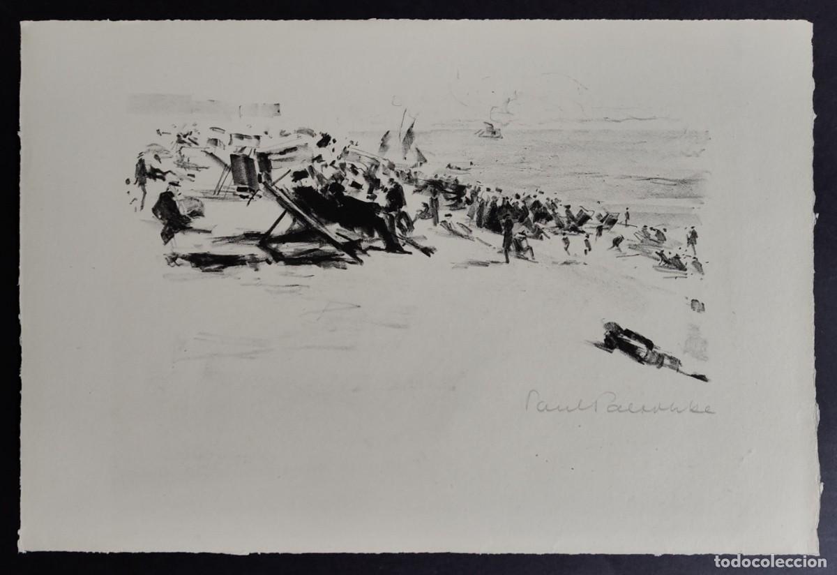 Art: Paul Paeschke (Berl&iacute;n, 1875&ndash;1943): Am Strand / Litograf&iacute;a firmada a mano, 1919
