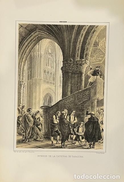 Arte: ARAGON, PARCERISA, LITOGRAFIA DEL INTERIOR DE LA CATEDRAL DE TARAZONA 1845