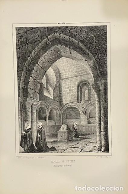 Arte: ARAGON, PARCERISA, LITOGRAFIA DE LA CAPILLA DE S. PEDRO, MONASTERIO DE SIJENA 1845