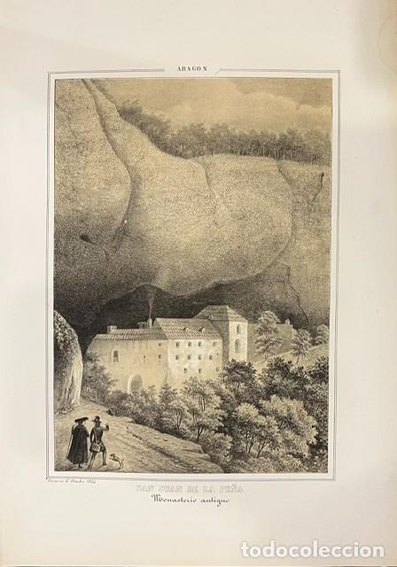 Arte: ARAGON, PARCERISA, LITOGRAFIA DE S. JUAN DE LA PE&Ntilde;A, MONASTERIO ANTIGUO 1845