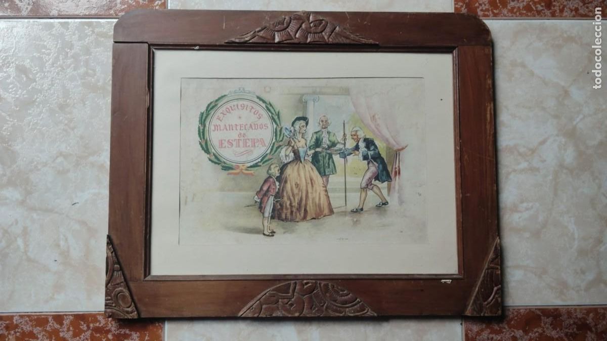 Art: EXQUISITOS MANTECADOS DE ESTEPA.-LITOGRAFIA.-PUBLICIDAD ANTIGUA ENMARCADA.-ESTEPA.-SEVILLA.