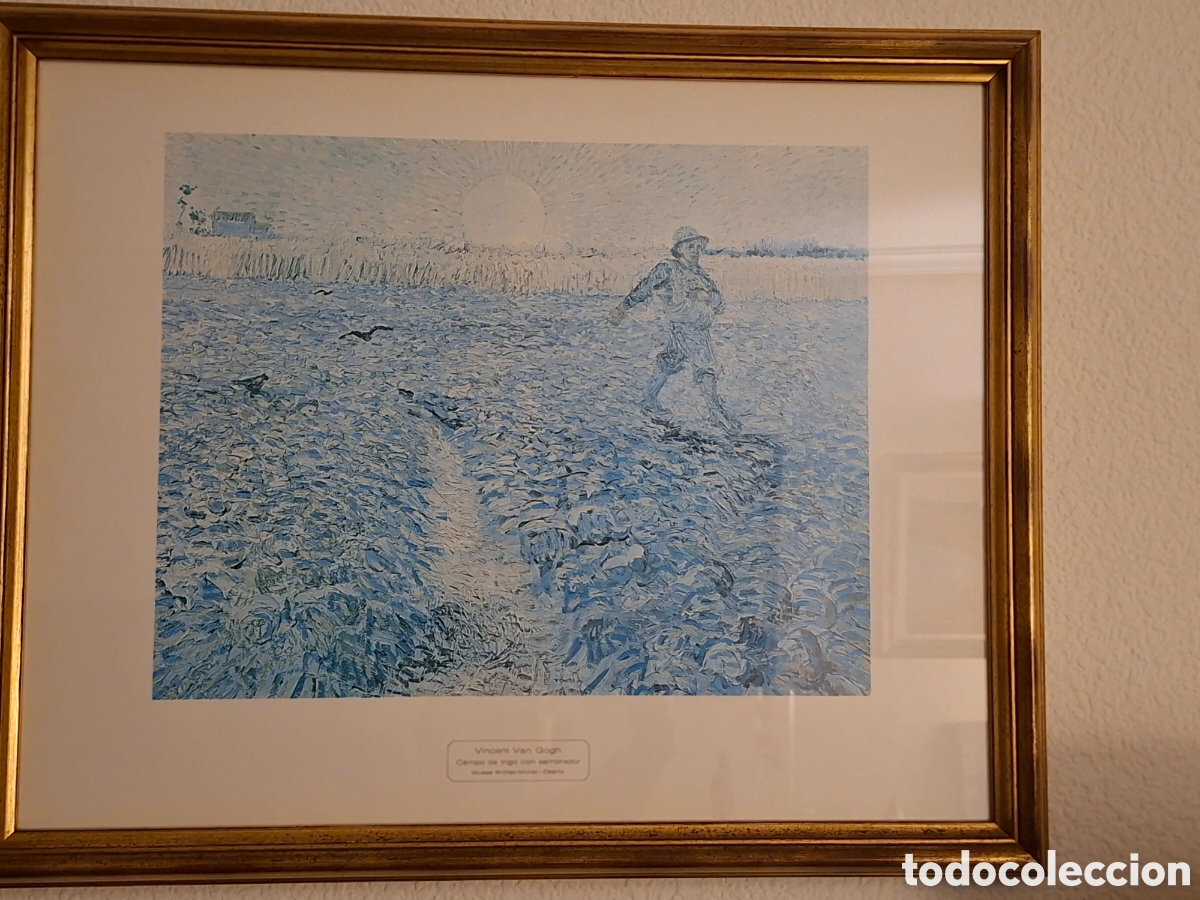 Arte: L&aacute;mina enmarcada de &rdquo;Campo de trigo con sembrador&rdquo; de Vicente Van Gogh