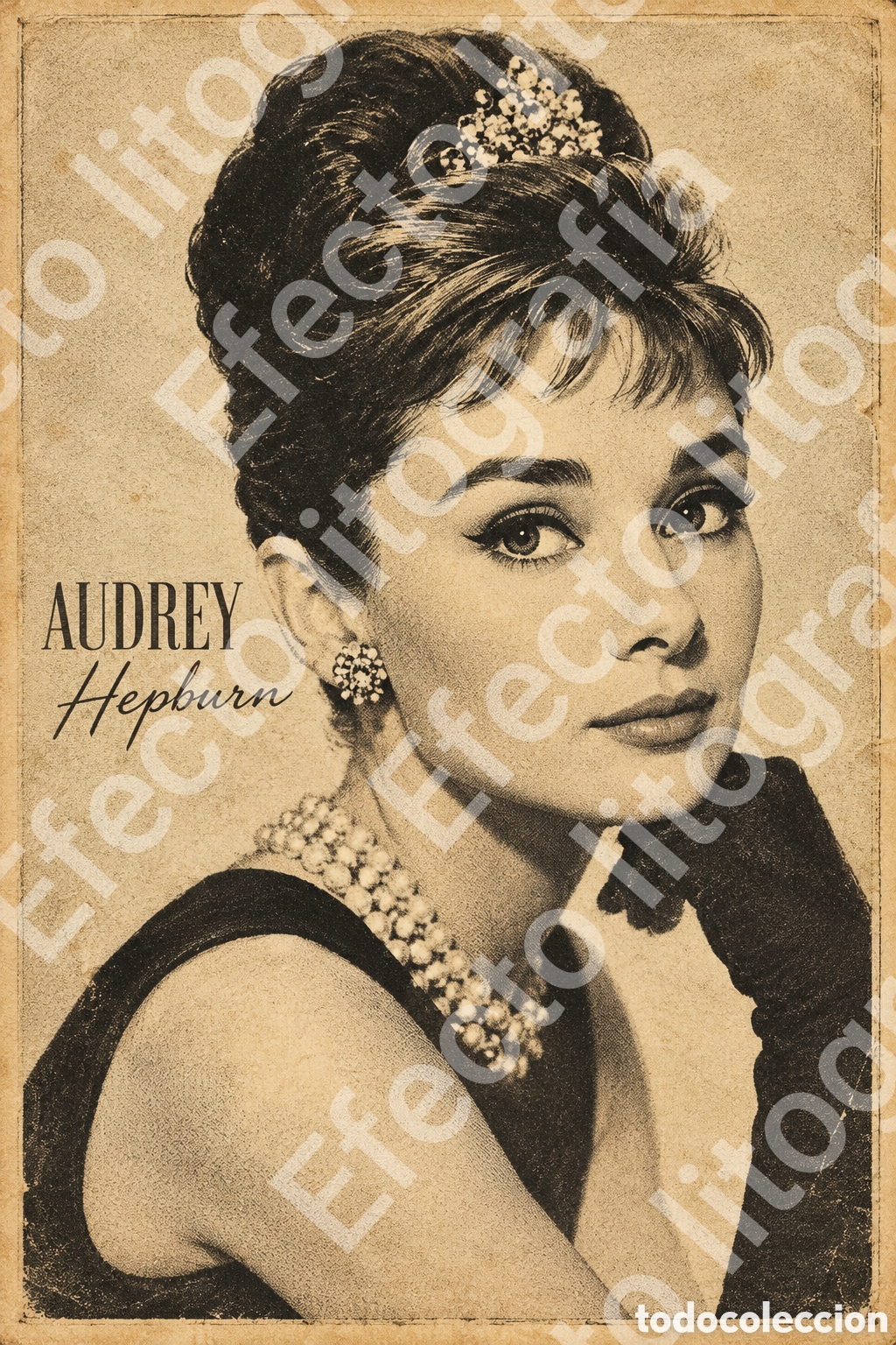 Arte: L&aacute;mina efecto litograf&iacute;a Audrey Hepburn