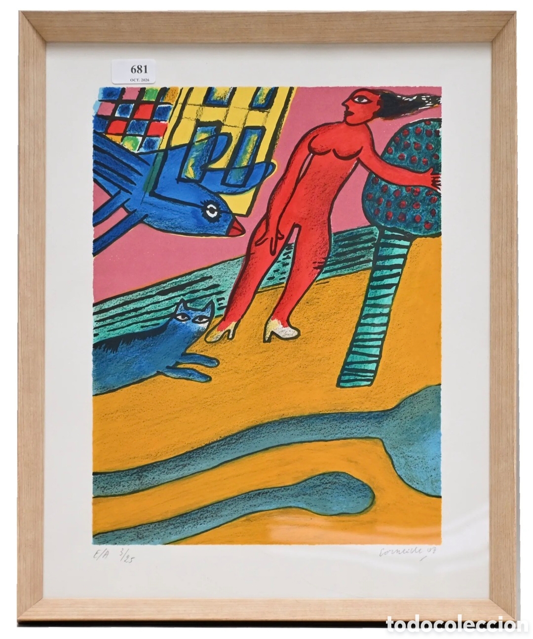 Arte: Corneille ( 1922-2010 ) litograf&iacute;a, edici&oacute;n limitada 25 ejemplares, firmada y fechada 2003, 40x30 cm