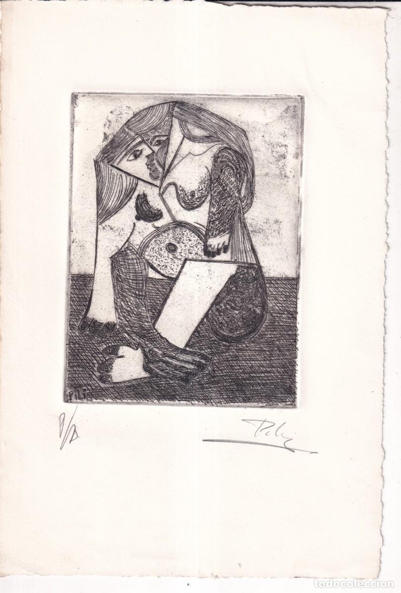 Arte: Litograf&iacute;a, grabado o similar de estilo cubista 28,50 x 18,50 cm