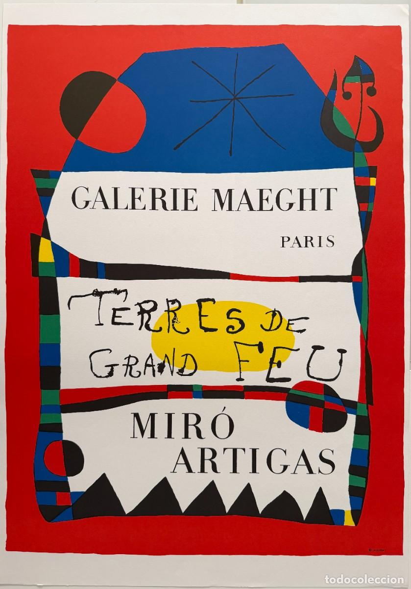 Arte: MIR&Oacute; , ARTIGAS , GALERIE MAEGHT , PARIS , terres de grand feu , 1956 , cartel litografico