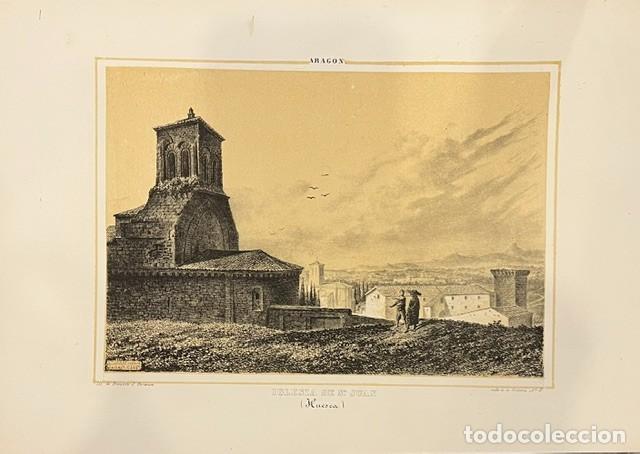 Arte: ARAGON, PARCERISA, LITOGRAFIA DE LA IGLESIA DE SAN JUAN, HUESCA 1845