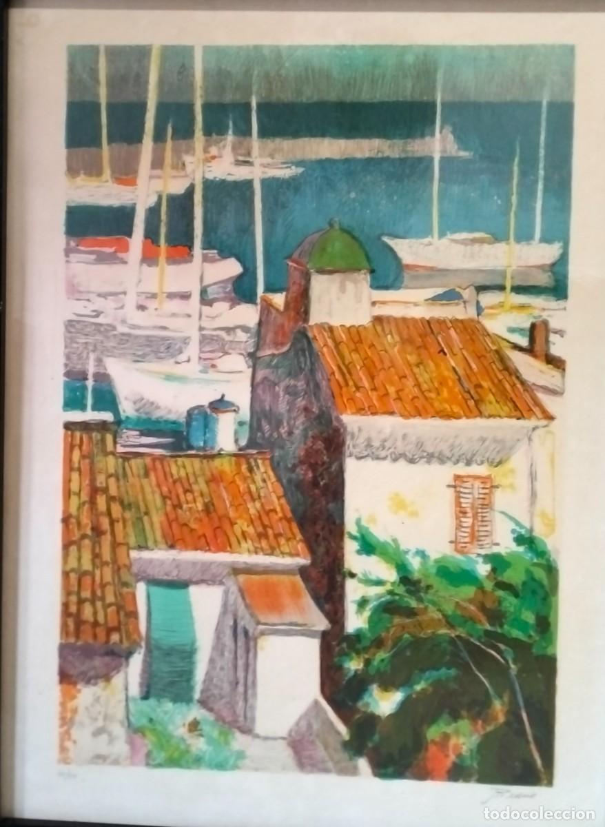 Arte: PASCUAL BUENO. LITOGRAFIA VISTA DEL PUERTO