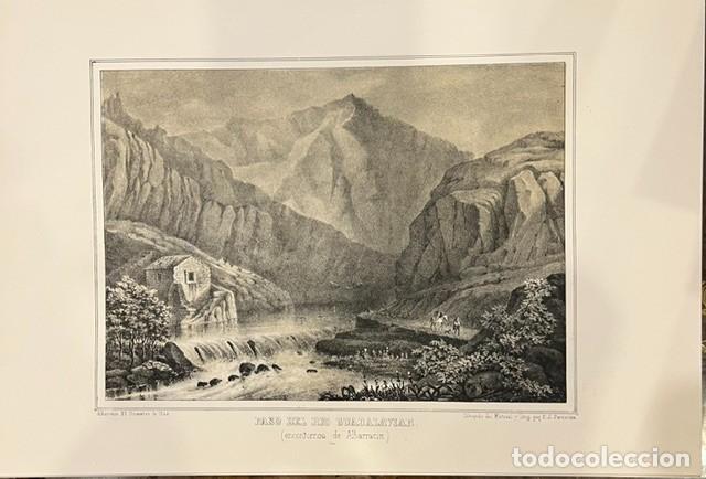 Arte: ARAGON, PARCERISA, LITOGRAFIA DEL PASO DEL RIO GUADALAVIAR, ALBARRACIN 1845
