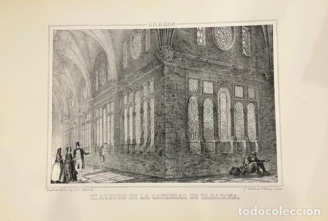 Arte: ARAGON, PARCERISA, LITOGRAFIA. CLAUSTRO DE LA CATEDRAL DE TARAZONA 1845