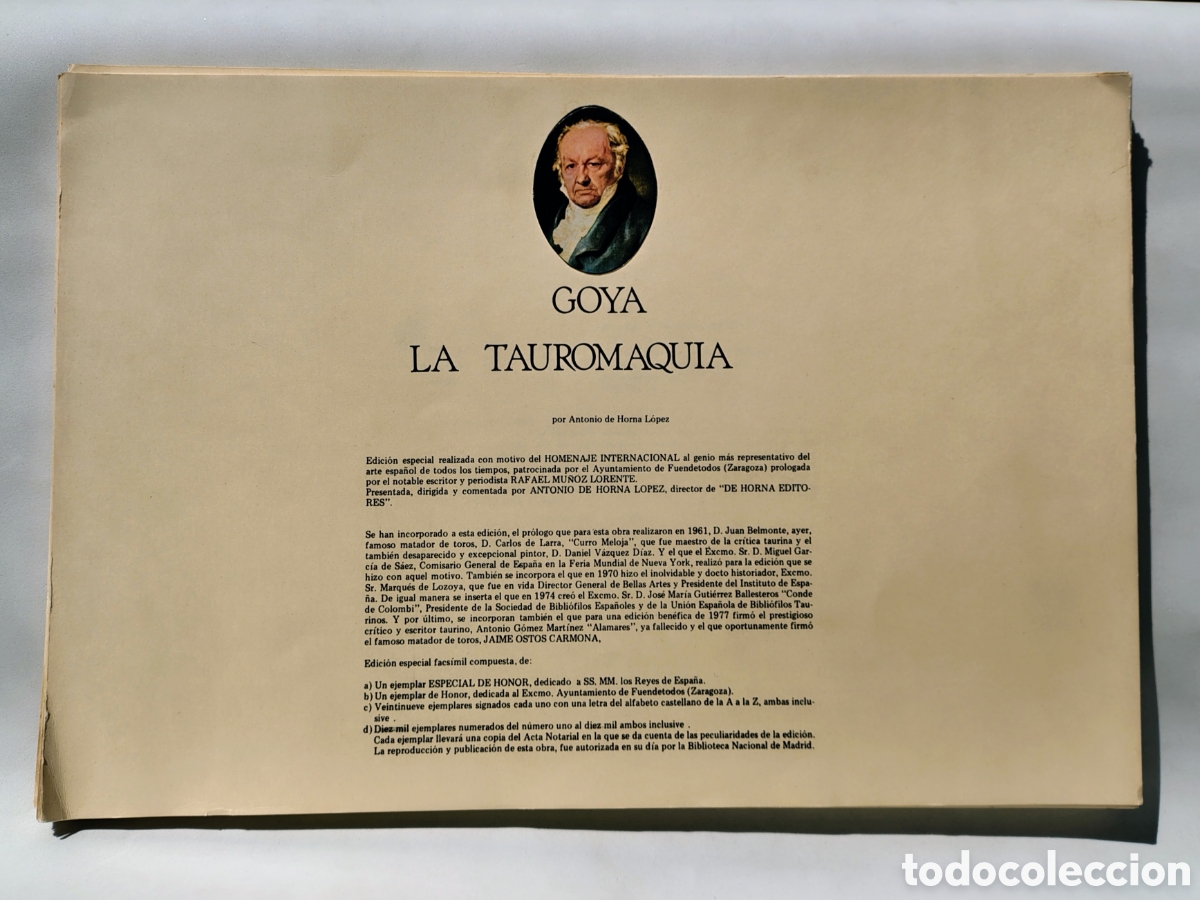 Arte: GOYA &ndash; LA TAUROMAQUIA | Complete Set of 40 Facsimile Prints