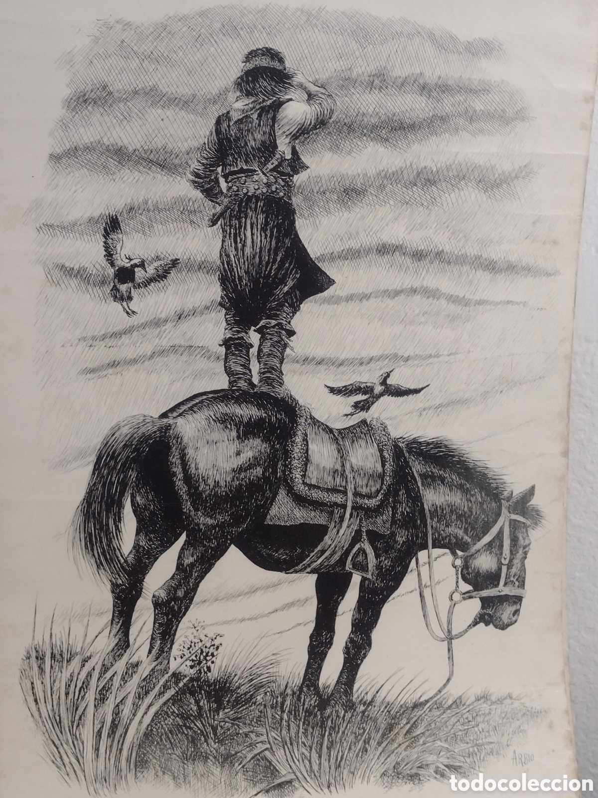 Arte: Litografia &rdquo;Gaucho mirando el horizonte&rdquo; - Arnold H. Arbio - 1960