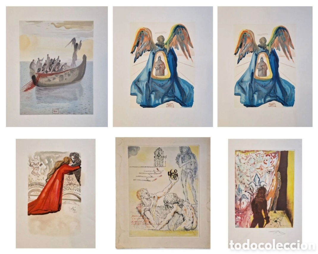 Arte: DAL&Iacute; 3 l&aacute;minas para Dante Divina Comedia Xilograf&iacute;a en color + 1 de Ovidio + 2 aguafuertes 1 firmada