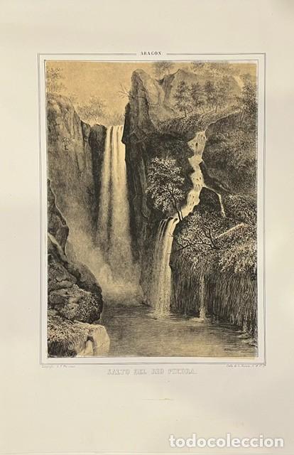 Arte: ARAGON, PARCERISA, LITOGRAFIA DEL SALTO DEL RIO PIEDRA 1845