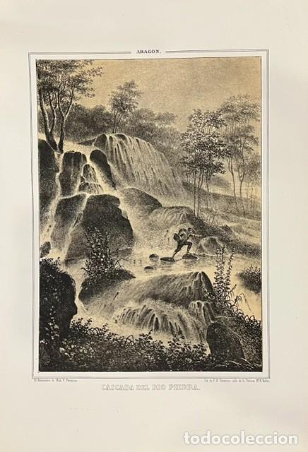 Arte: ARAGON, PARCERISA, LITOGRAFIA DE LA CASCADA DEL RIO PIEDRA 1845