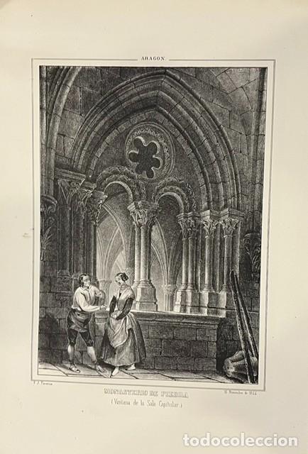 Arte: ARAGON, PARCERISA, LITOGRAFIA DEL MONASTERIO DE PIEDRA, VENTANA DE LA SALA CAPITULAR 1845