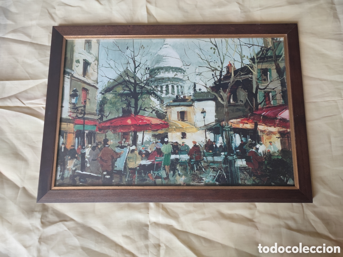 Arte: Antiguo cuadro con litograf&iacute;a Par&iacute;s