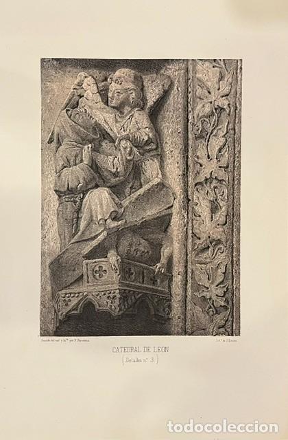 Arte: PARCERISA, LITOGRAFIA DE LA CATEDRAL DE LEON, DETALLE, 1850