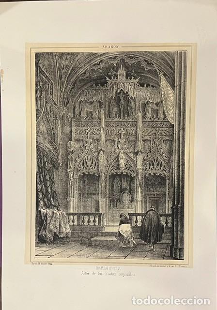 Arte: ARAGON, PARCERISA, LITOGRAFIA DEL ALTAR DE LOS SANTOS CORPORALES, DAROCA 1845
