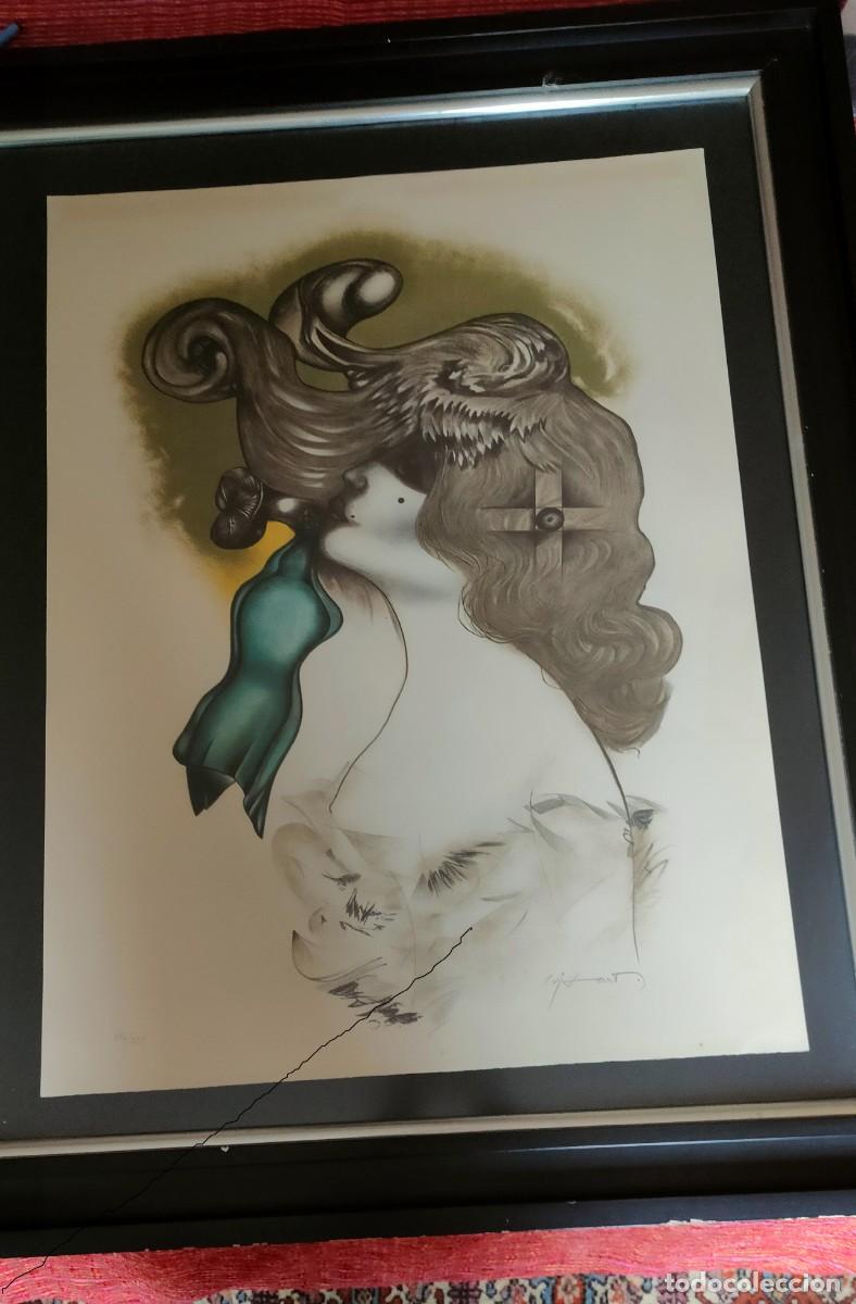 Arte: Litograf&iacute;a original - Modest Cuixart - &rdquo;Rostro de mujer&rdquo; - Firmada y numerada a l&aacute;piz - Enmarcada -